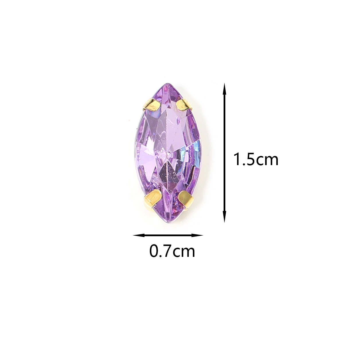 Sew On Rhinestone - 50 Stück Pferdeaugenform, rostfreie Krallen-Strasssteine, vier
