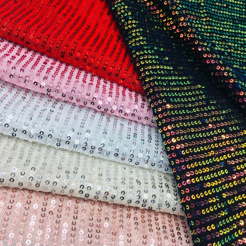Crystal Mesh Fabric - 3 mm elastische Mesh-Pailletten, glänzender Stoff,