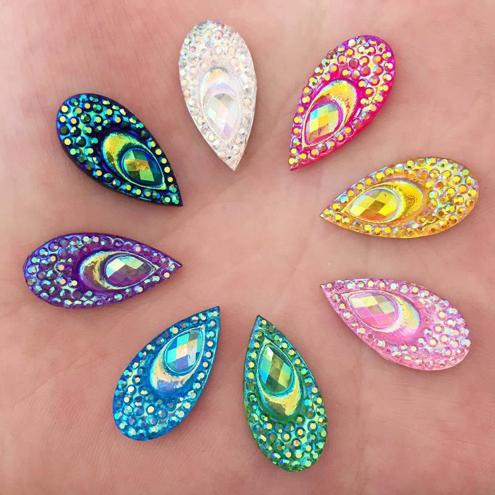 Embellishment Glue Craft - 40PCS Harz 10*20mm Teardrop Pfau auge