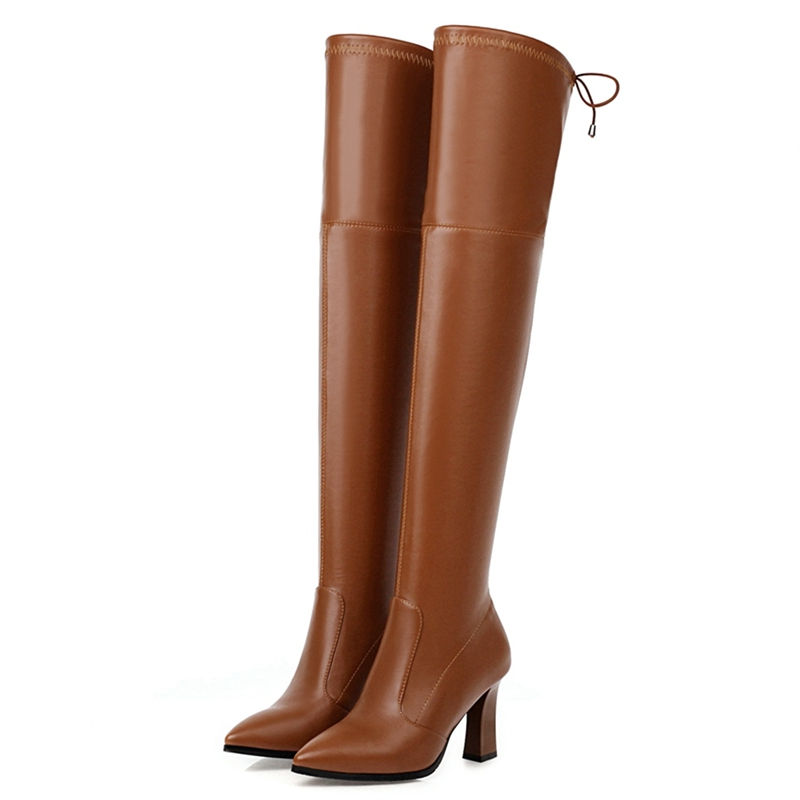 Guipure Lace Panel - Elastische Oberschenkel Hohe Stiefel Frauen Schuhe