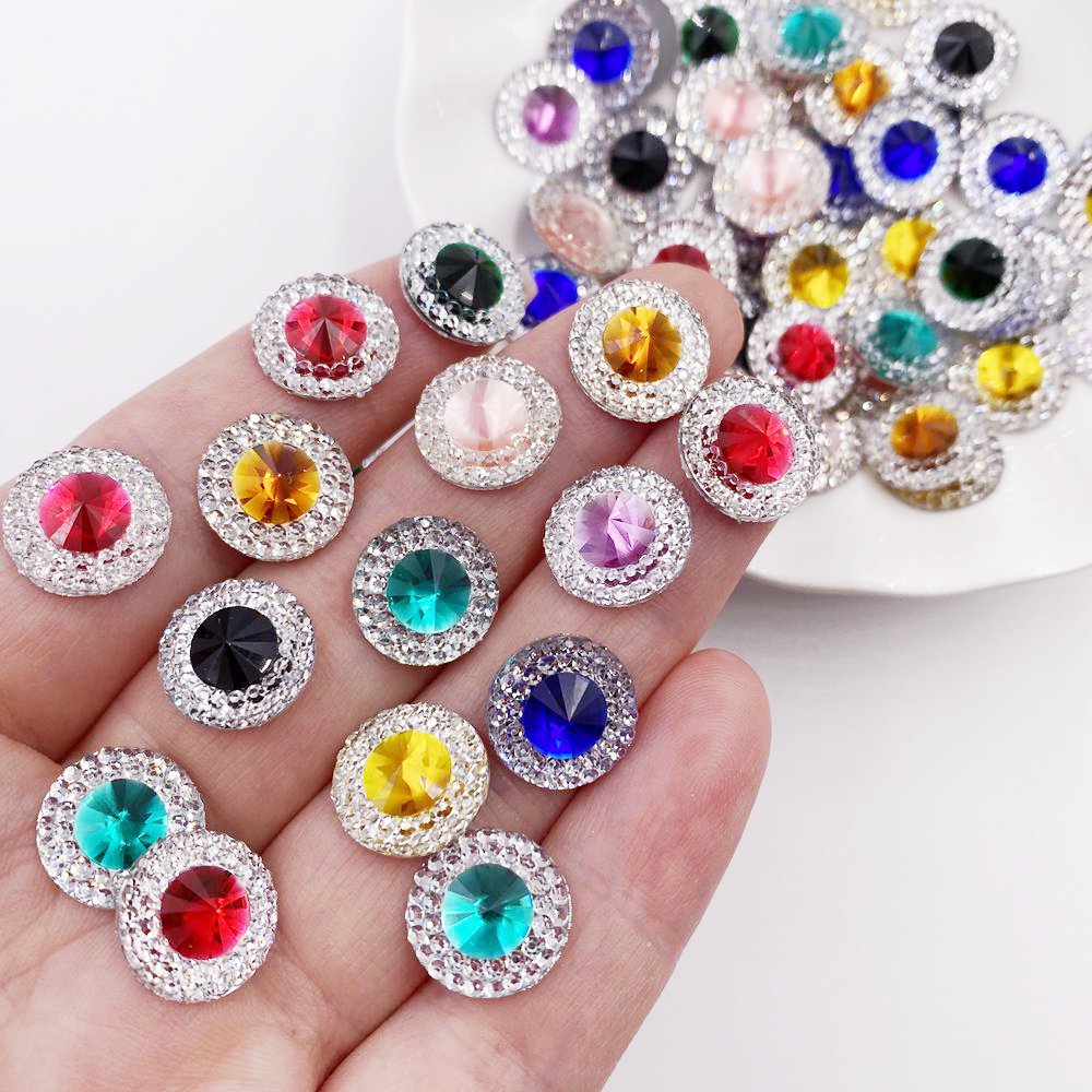 Embellishment Glue Craft - Harz 10/12/16mm Doppel Farbe Konvex Kristall