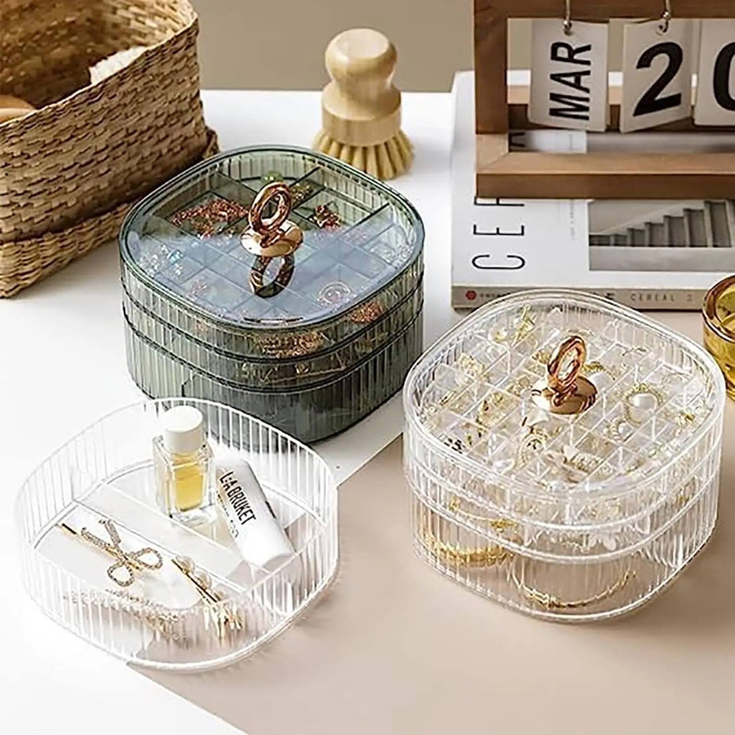 Craft Embellishment Storage - Schmuckbox, Schmuckorganizer mit Griff, Transparente Schmuckboxen