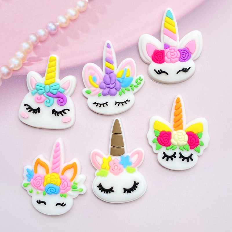 Embellishment Glue Craft - 12 stücke Nette Mini Einhorn kopf