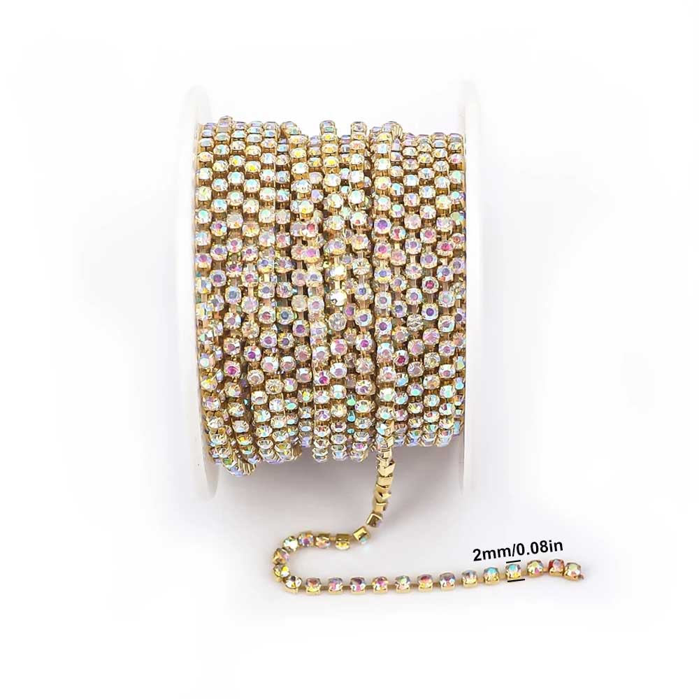 9 m neue 2 mm Kristall-AB-Stra – Sew On Rhinestone Bewertung und Preis
