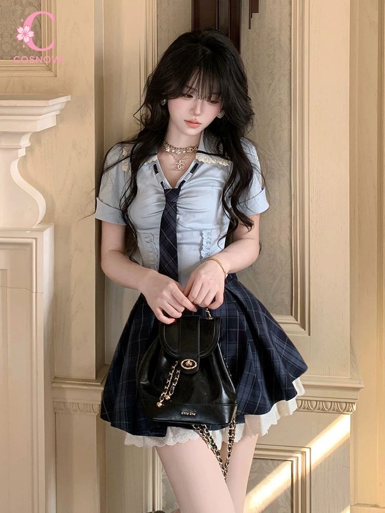 Sommer Neues Preppy Y2K 2-Teil – Elastic Lace Trim Bewertung und Preis
