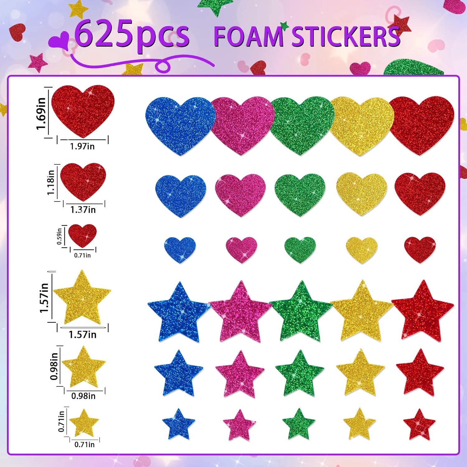 625 Stück Glitzer-Herz-Schaums – Glitter Vinyl Roll Bewertung und Preis
