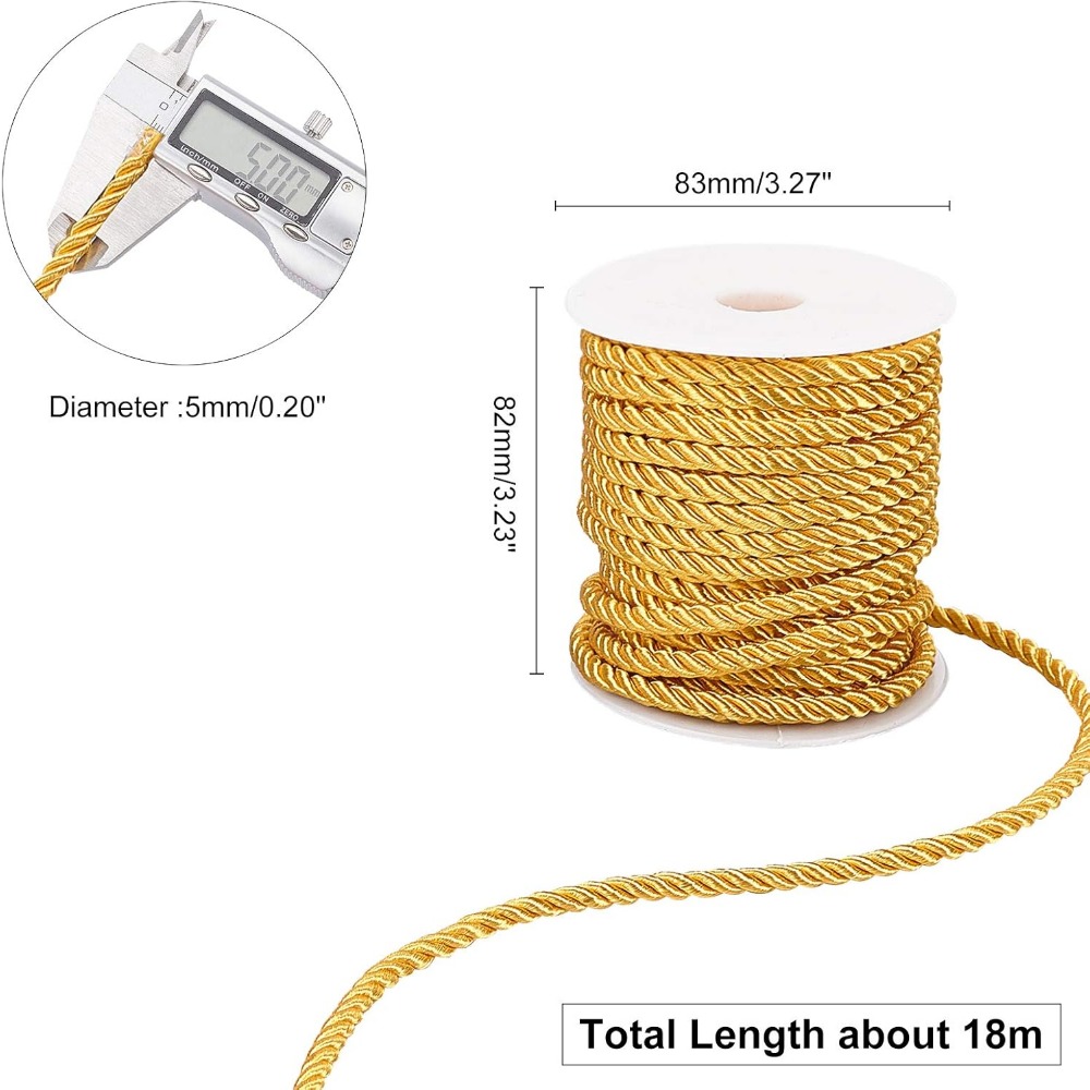 59 Fuß Goldschnur, 5 mm gedreh – Cord Trim Twisted Bewertung und Preis